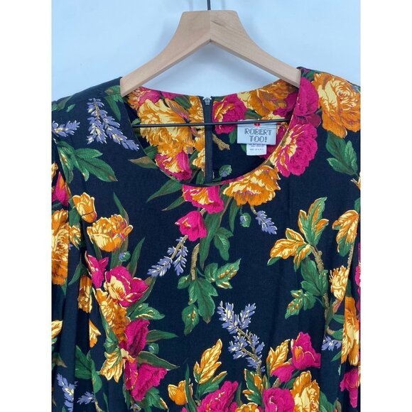 Women's Vintage COTTAGECORE Floral Print Dress Sz 24W Designer Robert Too USA Bo - Picture 3 of 5